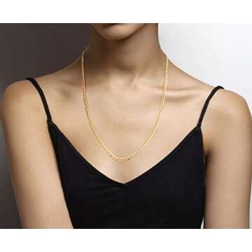 Miabella Solid 18K Gold Over 925 Sterling Silver Italian 5mm Diamond-Cut Cuban Link Curb Chain Necklace for Women Men, Made in Italy (24 Inches)