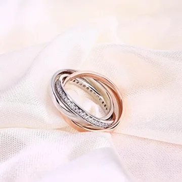 YL Sterling Silver 3pcs Interlocked Eternity Ring Set
