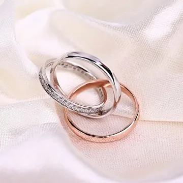 YL Sterling Silver 3pcs Interlocked Eternity Ring Set