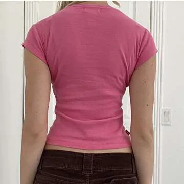 Women Vintage T-Shirt Casual Short Sleeve Round Neck Graphic Print Blouse Tee E-Girl Fairy Grunge St...