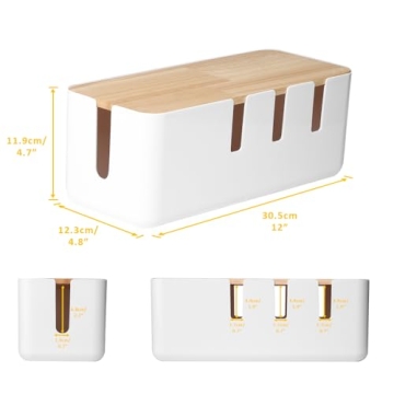 Baskiss Wooden Cable Management Box Organize Hide Cords