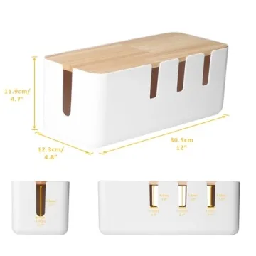Baskiss Wooden Cable Management Box Organize Hide Cords