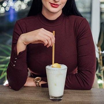 Hiware Gold Stainless Steel Straws - 12-Pack Eco-Friendly