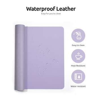 YSAGi Leather Desk Pad Protector, Office Desk Mat, Large Mouse Pad, Non-Slip PU Leather Desk Blotter, Laptop Desk Pad, Waterproof Desk Writing Pad for Office and Home (Light Purple, 23.6" x 13.8")