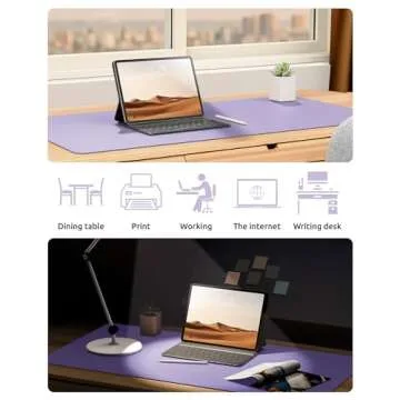 YSAGi Leather Desk Pad Protector, Office Desk Mat, Large Mouse Pad, Non-Slip PU Leather Desk Blotter, Laptop Desk Pad, Waterproof Desk Writing Pad for Office and Home (Light Purple, 23.6" x 13.8")