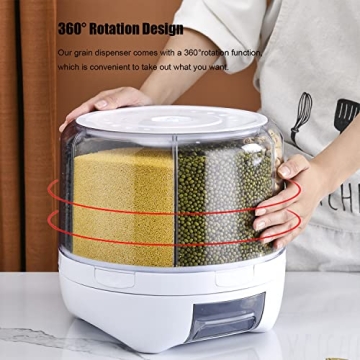 XIYAO 20Lbs Large Grain Dispenser 360° Rotating Storage