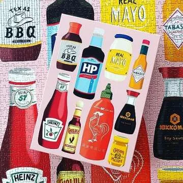 Saucy 1000 Piece Jigsaw Puzzle for Adults | Premium 100% Recycled Board | 1000 Piece Classic Condiments Jigsaw Puzzle | Gifts for Puzzle Lovers | Happily Jigsaw Puzzles