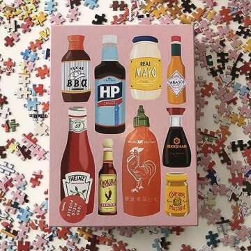 Saucy 1000 Piece Jigsaw Puzzle for Adults | Premium 100% Recycled Board | 1000 Piece Classic Condiments Jigsaw Puzzle | Gifts for Puzzle Lovers | Happily Jigsaw Puzzles