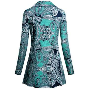 Miusey Floral Blouses for Women Ladies Loose Fit Casual Top Long Sleeve Babydoll Swing A Line Tunic ...