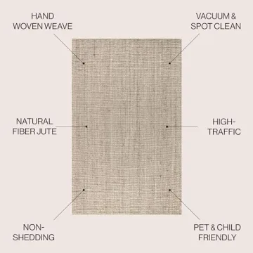 JONATHAN Y Hand Woven Chunky Jute Area Rug for Home