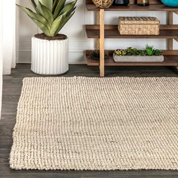 JONATHAN Y Hand Woven Chunky Jute Area Rug for Home