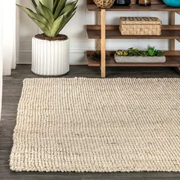 JONATHAN Y Hand Woven Chunky Jute Area Rug for Home