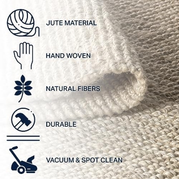 JONATHAN Y Hand Woven Chunky Jute Area Rug for Home