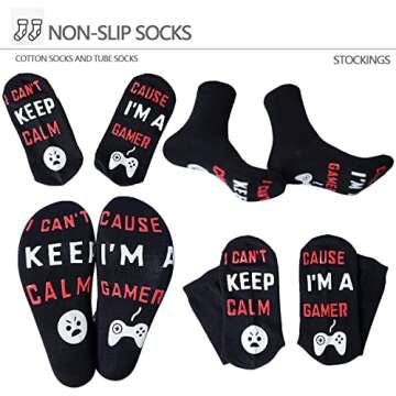 Do Not Disturb I'm Gaming Socks Novelty Gamer Socks Funny Christmas Gifts Stocking Stuffers for Teen Boys Kids Men Women