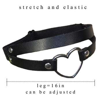 BODIY Goth Leather Leg Harness Black Punk Heart Garter Belt Rave Club Laryered Thigh Body Harness for women (Pieces of 1)