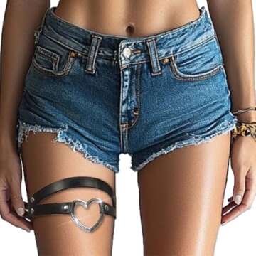BODIY Goth Leather Leg Harness Black Punk Heart Garter Belt Rave Club Laryered Thigh Body Harness for women (Pieces of 1)