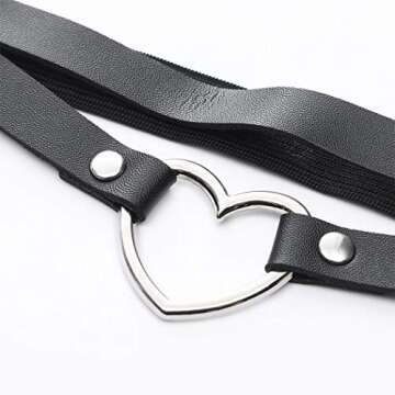 BODIY Goth Leather Leg Harness Black Punk Heart Garter Belt Rave Club Laryered Thigh Body Harness for women (Pieces of 1)