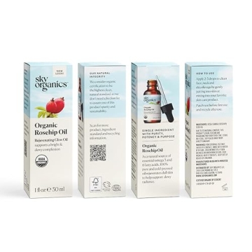 Sky Organics Organic Rosehip Oil (1oz) Cold-Pressed Rosehip Seed Oil, Anti-aging Face Oil, Antioxidant Face Oil, 100% Pure Anti-Aging Rosehip Seed Oil for Radiant Skin, Hair and Acne