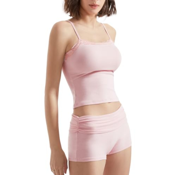 SUUKSESS Women's Stylish Lounge Set with Lace Trim