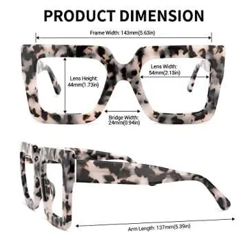 Zeelool Stylish Acetate Thick Oversized Square Eyeglasses Frame for Women with Non-prescription Clear Lens Brandon VFP0306-04 Pink-Floral