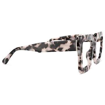 Zeelool Stylish Acetate Thick Oversized Square Eyeglasses Frame for Women with Non-prescription Clear Lens Brandon VFP0306-04 Pink-Floral