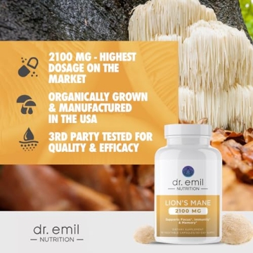 Dr. Emil's 2100mg Lion's Mane Capsules for Focus and Clarity