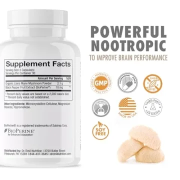 Dr. Emil's 2100mg Lion's Mane Capsules for Focus and Clarity