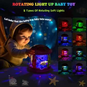 M SANMERSEN Baby Girl Toys 6-12 Months - Babies Ocean Rotating Projector Light Up Musical Toys for 12-18 Months Crawling Learning Tummy Time 1 2 Years Old Infant Boys Girls Gifts - Pink