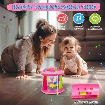 M SANMERSEN Baby Girl Toys 6-12 Months - Babies Ocean Rotating Projector Light Up Musical Toys for 12-18 Months Crawling Learning Tummy Time 1 2 Years Old Infant Boys Girls Gifts - Pink
