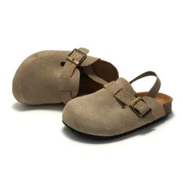 East Bajia Suede Clogs for Girls and Boys Toddler Slippers Slip-on Kids Shoes Indoor Outdoor Cute Sa...