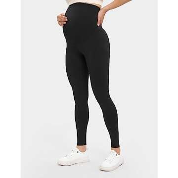 Buttergene Women's Maternity Leggings over the Belly Maternity Yoga Pants Workout Pregnancy Leggings