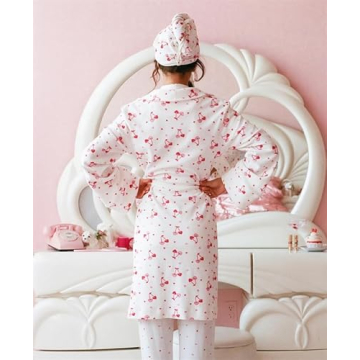 Yuemengxuan Women Cozy Cherry Robe Fleece Bathrobe