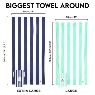Microfiber Towel - Beach & Travel (Blue - Large 63x31") - quick dry, compact for swim, pool, boat,Large (160x80cm)