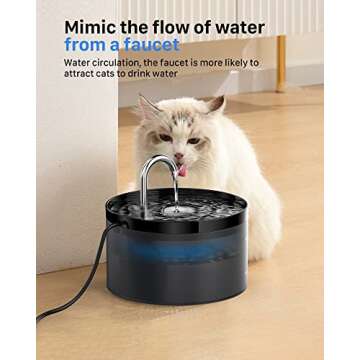 Cat Water Fountain: Dog Bowl Fountains - Automatic Pet Dispenser - Dogs Drinking Waterer Bowls Indoor - Auto Watering Dish Supplies - Easy Cleaning Animal Machine - Quiet 67oz/2L Kitty Drink Fountain