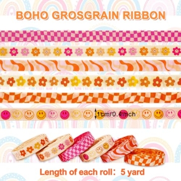 Whaline Retro Groovy Ribbon Set - 6 Rolls for Crafting