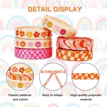 Whaline Retro Groovy Ribbon Set - 6 Rolls for Crafting