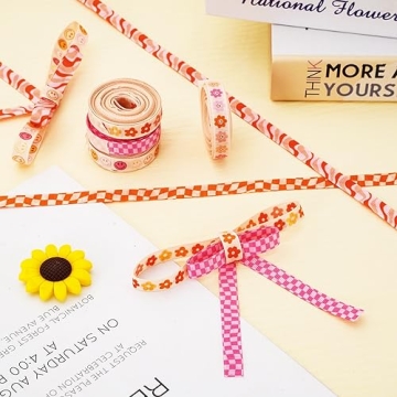 Whaline Retro Groovy Ribbon Set - 6 Rolls for Crafting