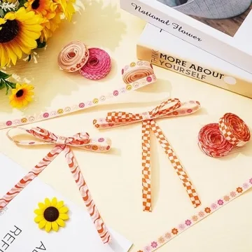 Whaline Retro Groovy Ribbon Set - 6 Rolls for Crafting