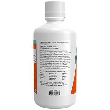 NOW Foods Supplements, Colloidal Minerals Liquid, Plant Derived, Essential Trace Minerals, 32-Ounce