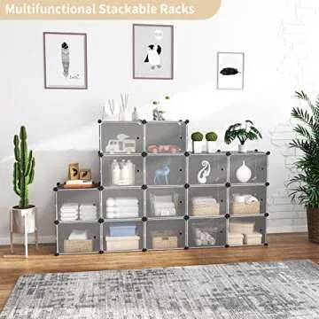 Portable Shoe Rack Organizer with Door, 48 Pairs Shoe Storage Cabinet Easy Assembly, Plastic Adjustable Stackable Detachable Free Standing DIY Expandable 8 Tier Black