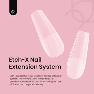 Beetles Gel Nail Tips Medium Coffin Etch X Nail Tips, 12 Sizes 288Pcs Pre Shaped Half Matte Press On...