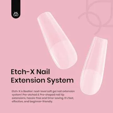 Beetles Gel Nail Tips Medium Coffin Etch X Nail Tips, 12 Sizes 288Pcs Pre Shaped Half Matte Press On...