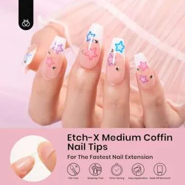 Beetles Gel Nail Tips - 288 Pre-shaped Medium Coffin Tips