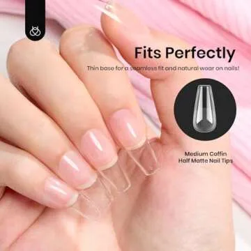 Beetles Gel Nail Tips - 288 Pre-shaped Medium Coffin Tips