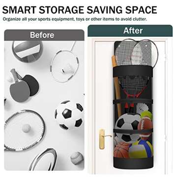 YAWMLYE Hanging Storage for Stuffed Animal - Kids Toy Storage Bag Organizer with Double Ziper Divider Extra - Large Storage Bedroom Organization (Black)