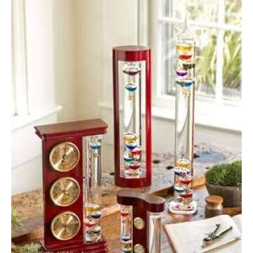 Galileo Glass Thermometer | 20-Inches Tall | Law of Physics | Indoor Room Temperature for Home House Office Desk Counter Tabletop | Holiday Gift Present