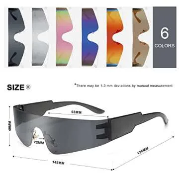 VANLINKER Futuristic Wrap Around Sunglasses Stylish UV Protection