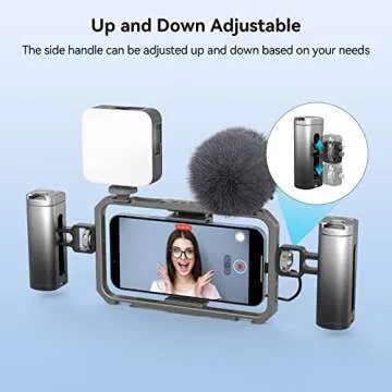 SmallRig Mini Side Handle for Phone Cage Smartphone Video Rig with 1/4''-20 Threads and Cold Shoe, Up and Down Adjustable - 3894