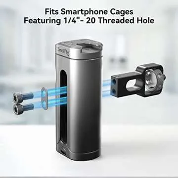 SmallRig Mini Side Handle for Phone Cage Smartphone Video Rig with 1/4''-20 Threads and Cold Shoe, Up and Down Adjustable - 3894