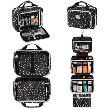 Large Toiletry Travel Bag with Jewelry Organizer for Women